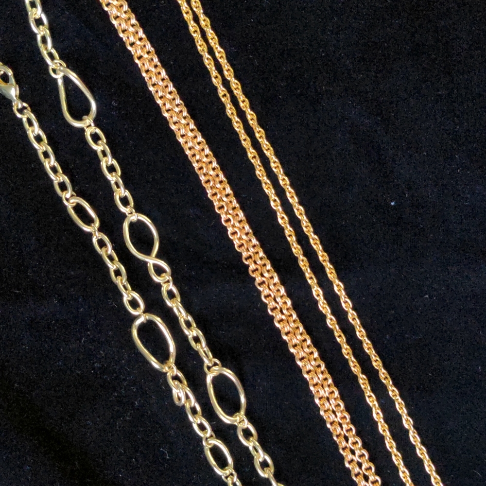 Three Vintage Faux Gold Necklaces